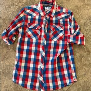 BKE Vintage Slim Fit Long Sleeve Snap Down Shirt Plaid Flannel, Men's size M